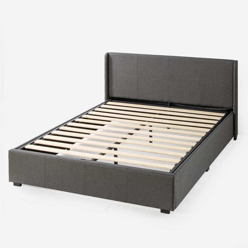 Maddon Fabric Gas Lift Storage Bed Frame Dark Grey Double