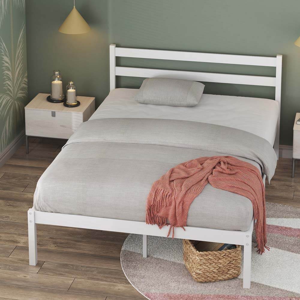 Robin Bamboo White Bed Frame King Single