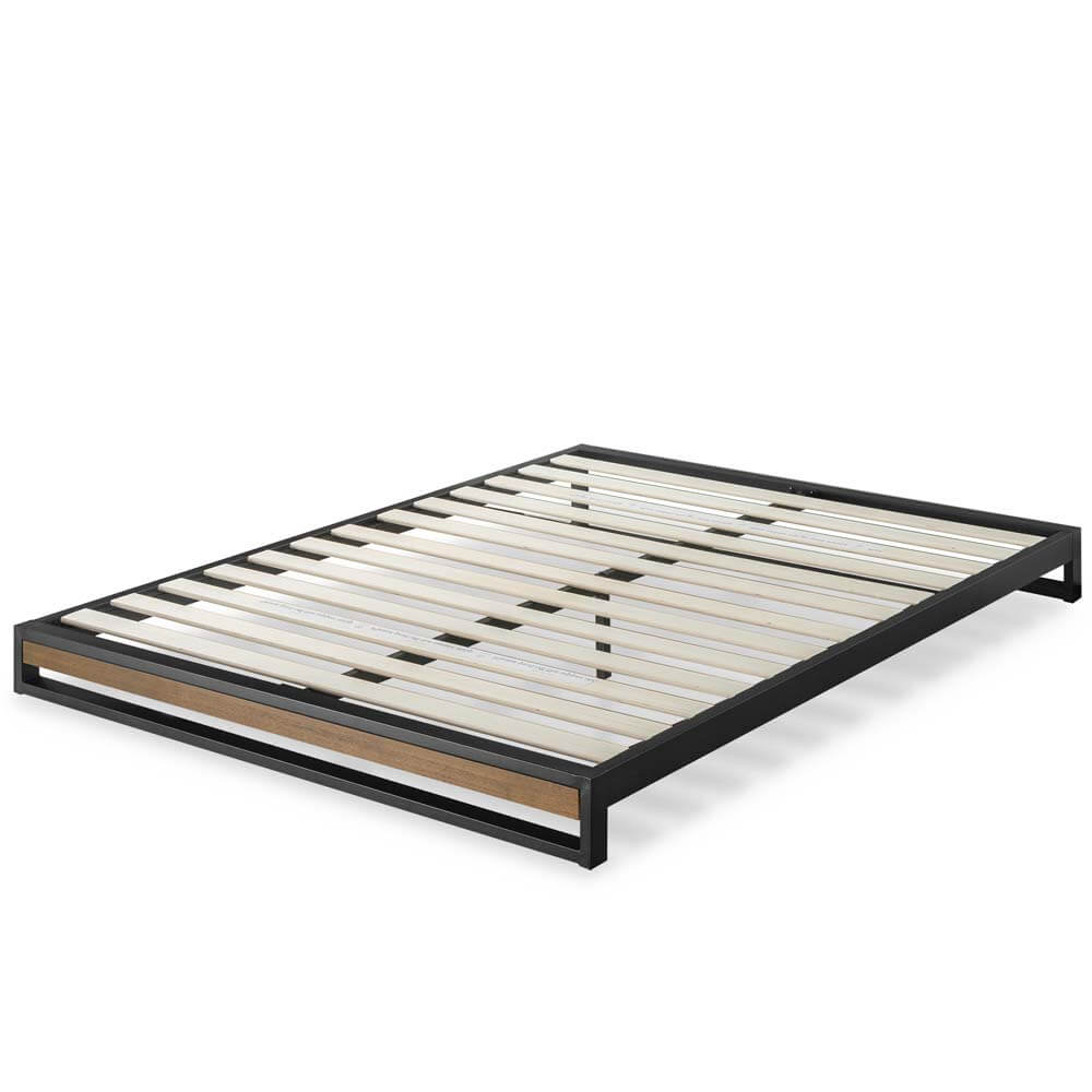 Suzanne Ironline Bamboo Wood and Metal Low Bed Base Black Single