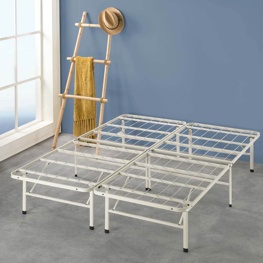 SmartBase Folding Metal Bed Base White Single