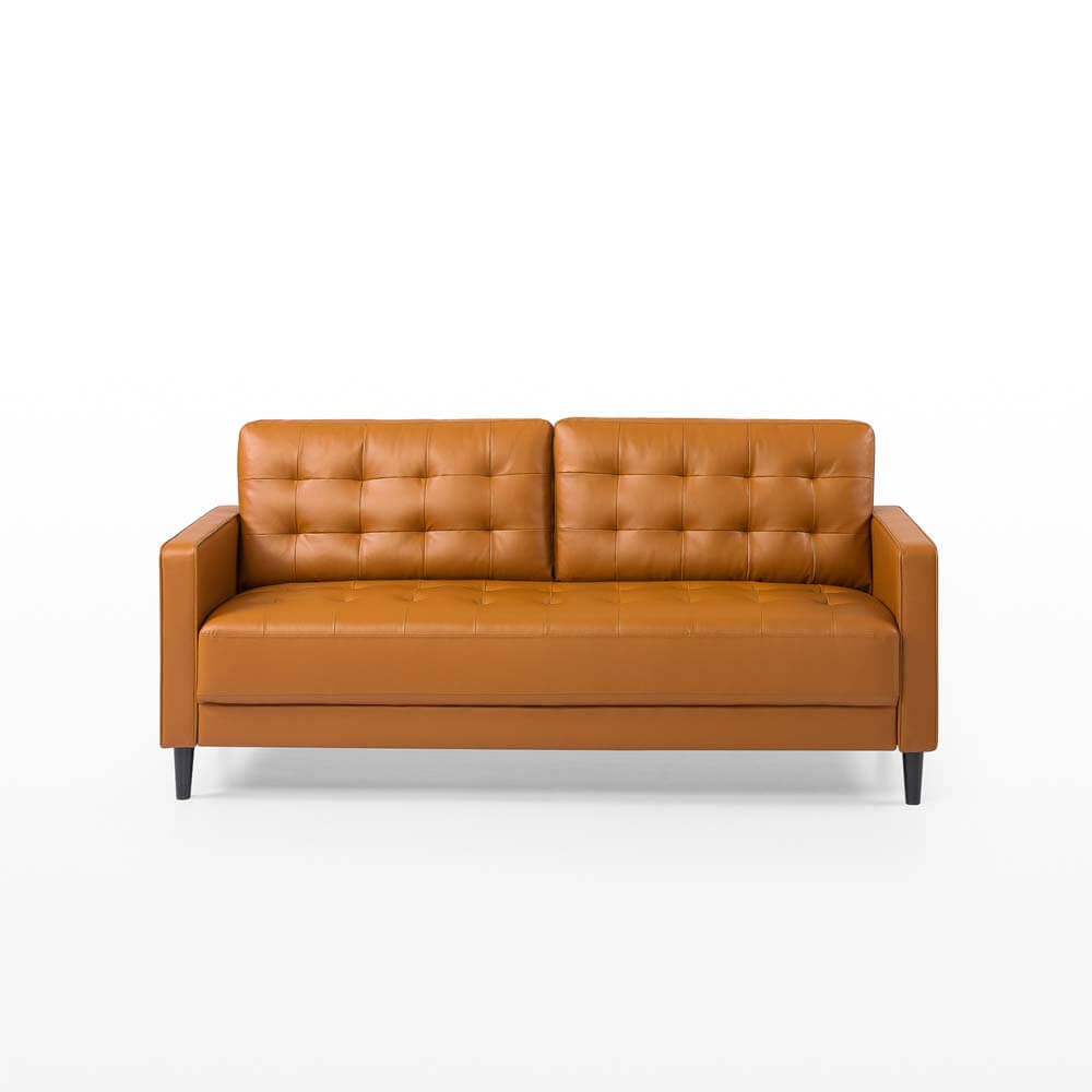 Benton MidCentury 3 Seater Sofa Cognac Brown