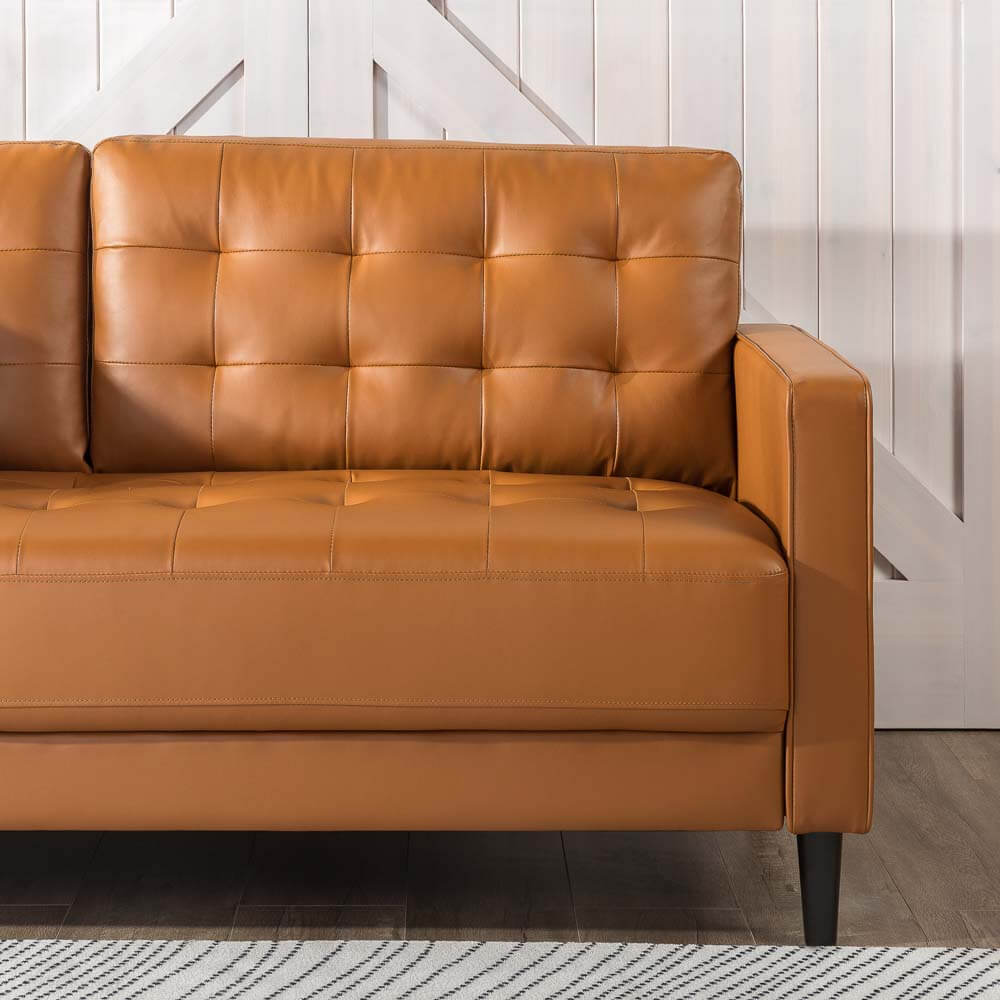 Benton MidCentury 3 Seater Sofa Cognac Brown