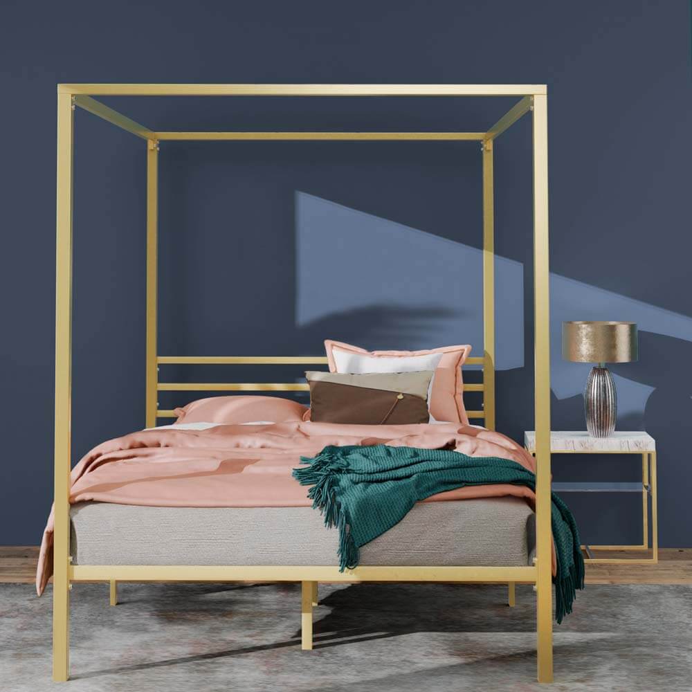 Patricia Canopy Bed Frame Gold Double