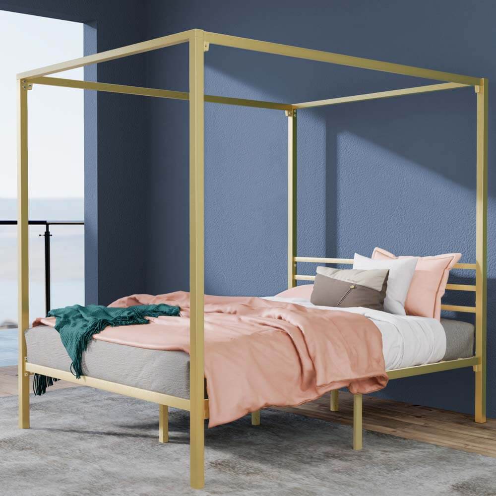 Patricia Canopy Bed Frame Gold Double