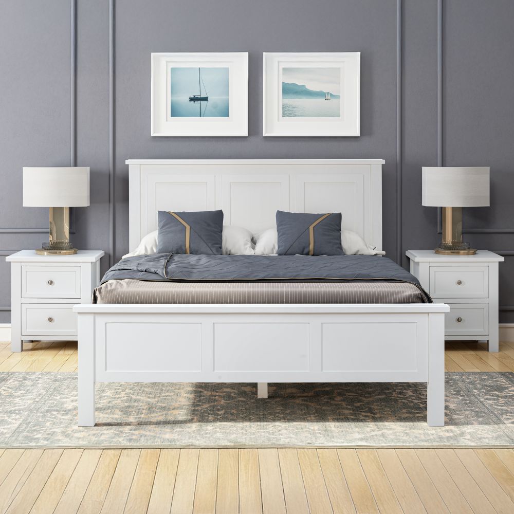 Hamptons Bed Frame White King