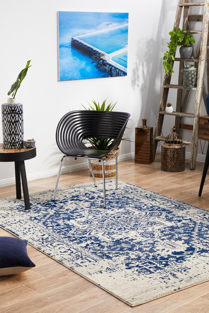 Evoke Dream White Navy Rug 330 x 240 CM