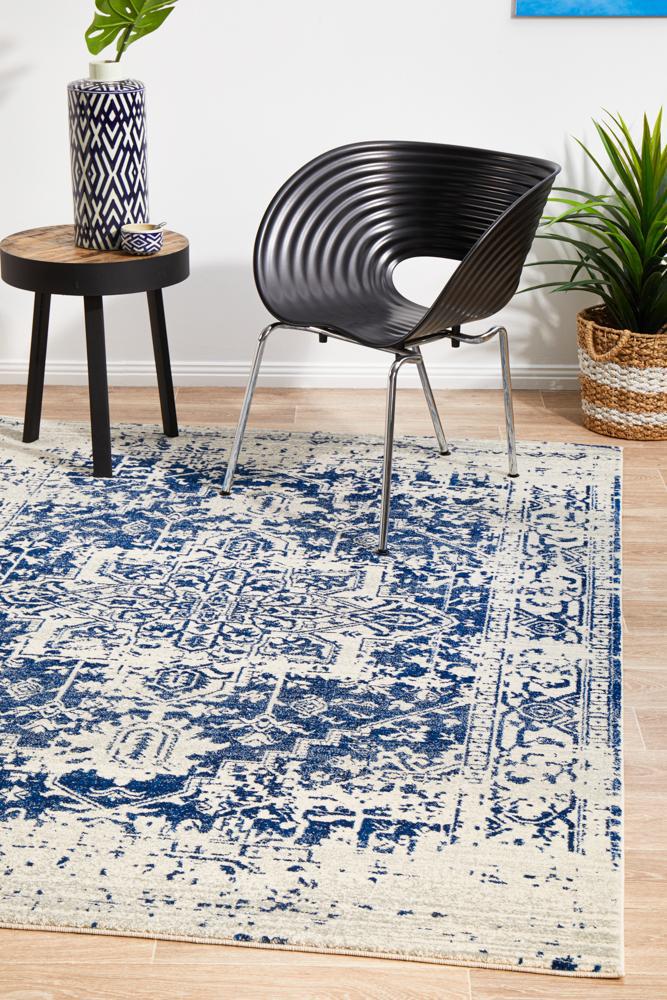 Evoke Dream White Navy Rug 330 x 240 CM