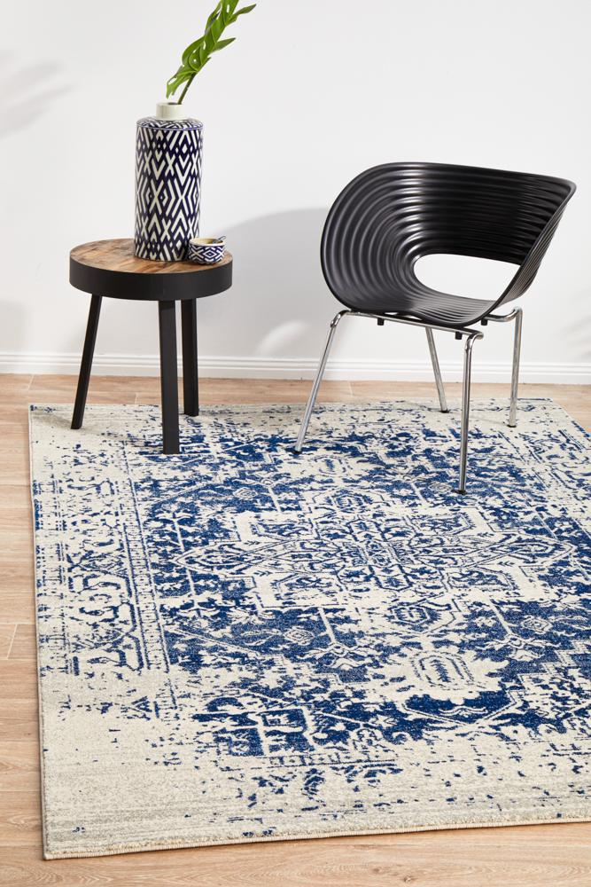 Evoke Dream White Navy Rug 330 x 240 CM