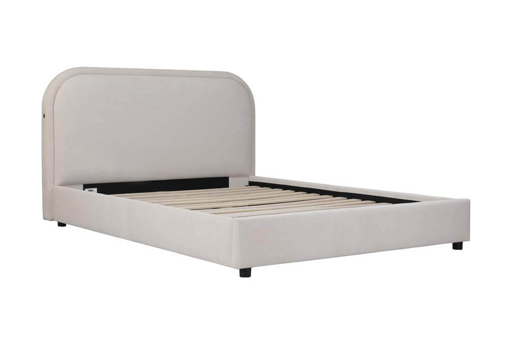 Lola Upholstered Queen Bed Frame Cream