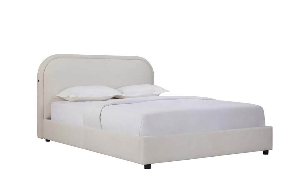 Lola Upholstered Queen Bed Frame Cream