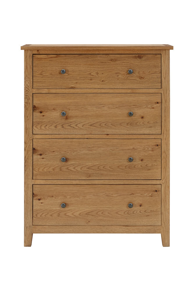 Claire American White Oak Timber 4-Drawer Tallboy chest