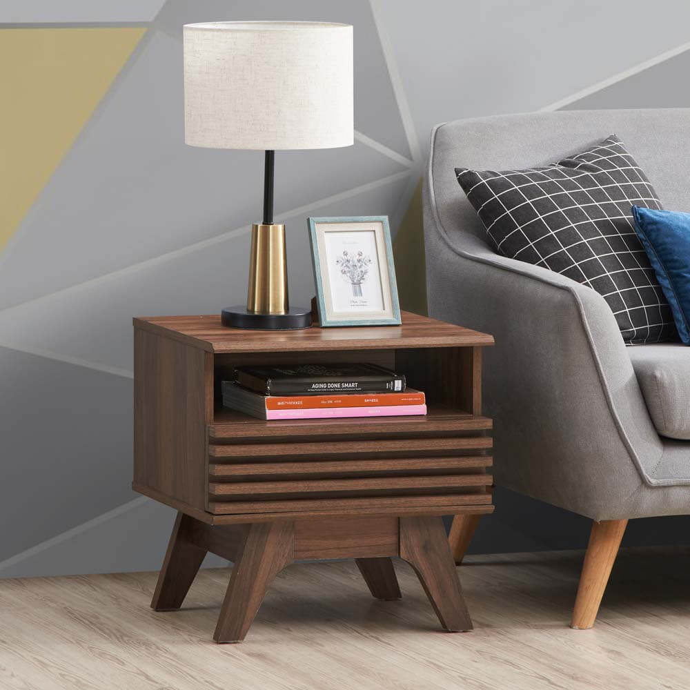 Clancy Bedside Table 1 Drawer Walnut