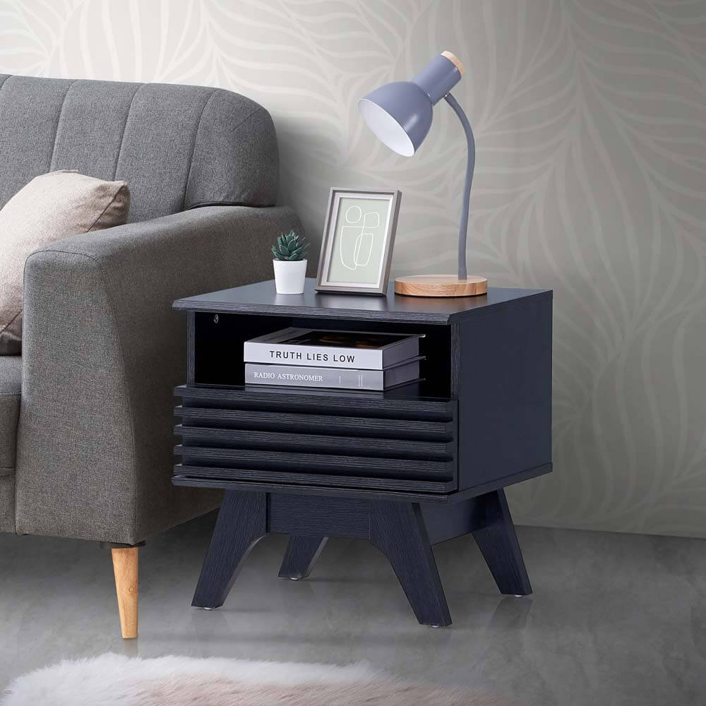 Clancy Bedside Table 1 Drawer Black