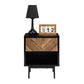 Verona Bedside Side Table 1 drawer woodgrain and black