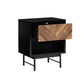 Verona Bedside Side Table 1 drawer woodgrain and black