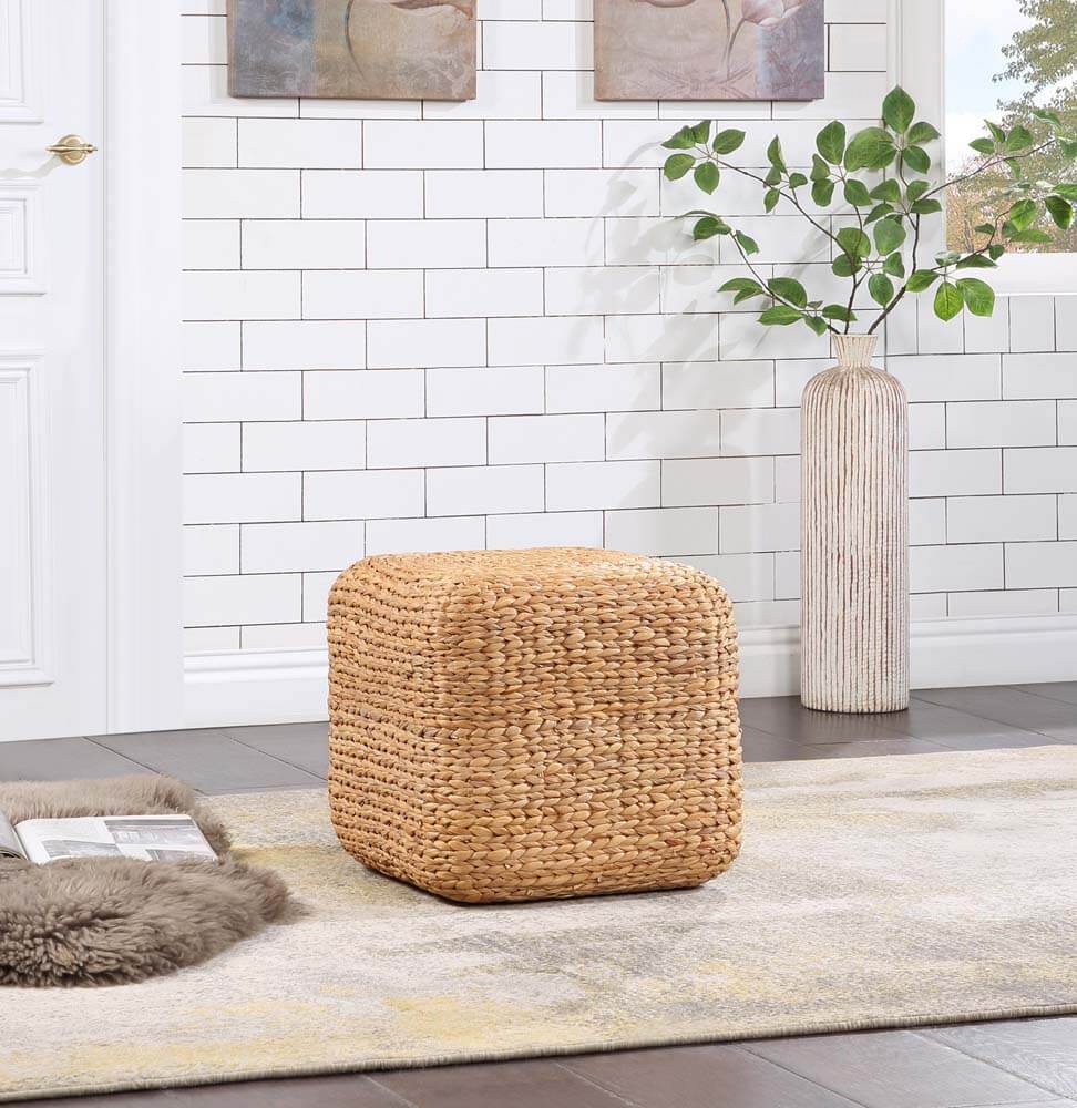 Landon Ottoman Pouf footrest stool square woven