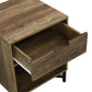 Austin Bedside Table 1 Drawer Industrial Side Table Nightstand woodgrain and black