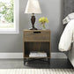 Austin Bedside Table 1 Drawer Industrial Side Table Nightstand woodgrain and black