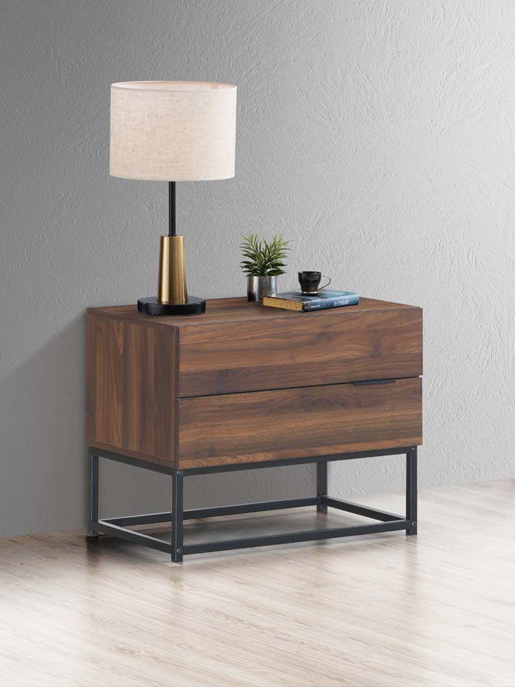 Cody Bedside Table 2 Drawer Woodgrain