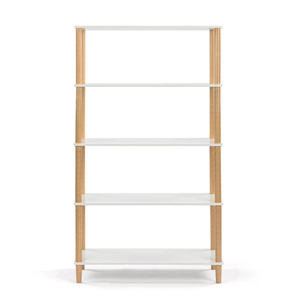 Seth Open Shelf Unit Shelving Display Rectangular 5 levels white and woodgrain