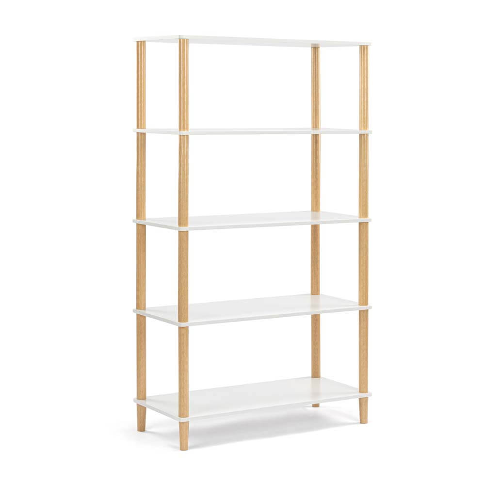 Seth Open Shelf Unit Shelving Display Rectangular 5 levels white and woodgrain