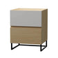 Monroe Bedside Table 2 Drawers woodgrain and white