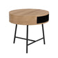 Alana Side Table Bedside Unit round oak woodgrain and black