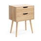 Seattle Bedside Unit 2 Drawers Scandi Side Table Nightstand woodgrain