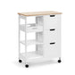 Mobile Kitchen Trolley Drinks Caddy 3 drawers 2 shelves white and woodgrain