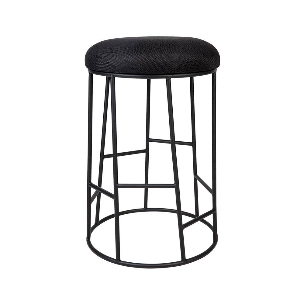 Aiden Black Steel Kitchen Stool Black Linen