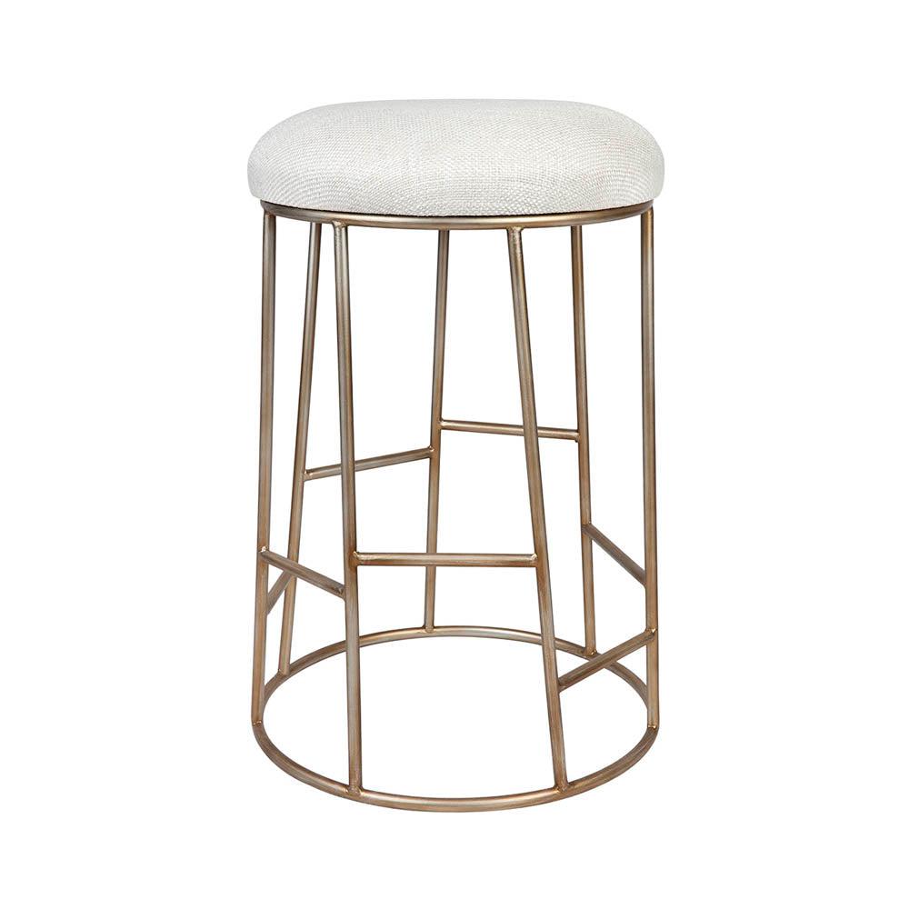 Aiden Gold Steel Kitchen Stool Natural Linen