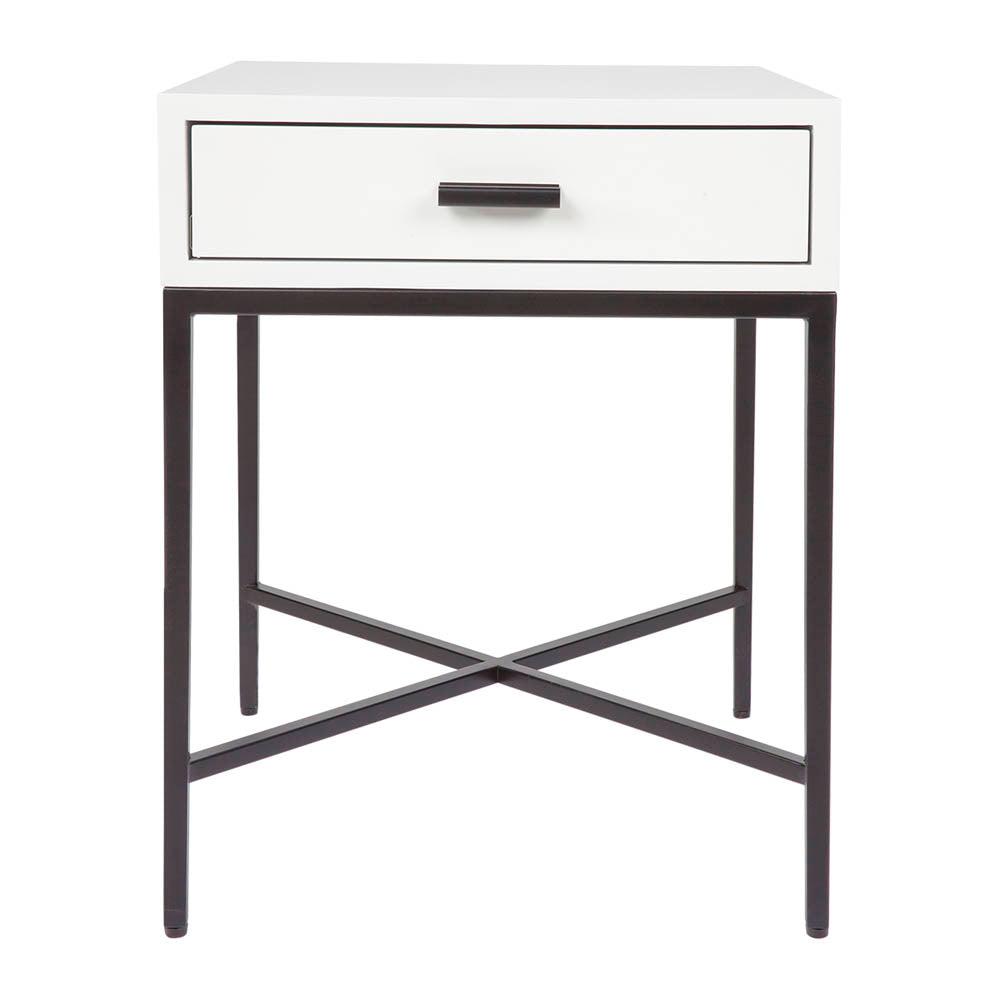 Nessa White Bedside Table Black