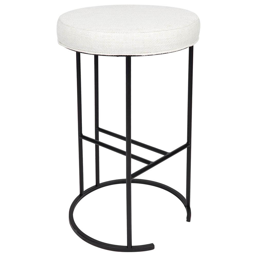 Blackley Black Iron Kitchen Stool Natural Linen