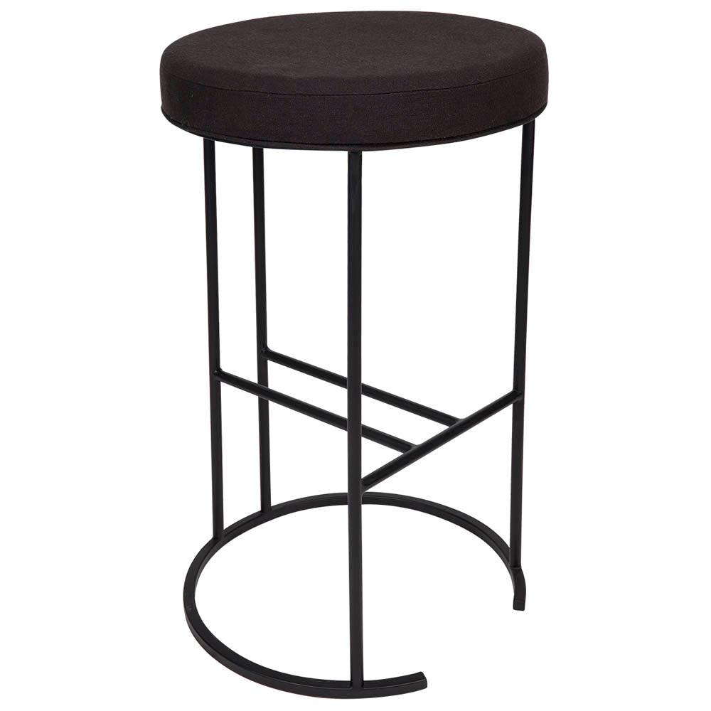 Blackley Black Iron Kitchen Stool Black Linen